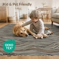 thumbnail image 4 of ODIKA 5'x7' Washable Area Rug Wave Distressed Vintage Stripe Brushstroke Interlocking Abstract Boho Refined for Dining Room, Under Table, Home Office, Non-Slip Chair-Friendly, 4 of 7