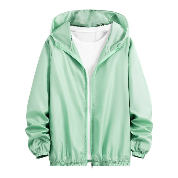 Men Summer Zip Up Thin Style Ice Filament Sun Protection Coat Lightweight Breathable Loose Casual Clothing