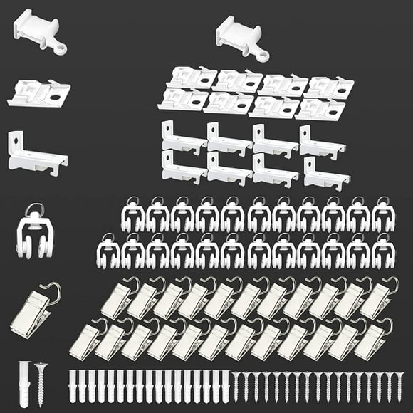 shiyou-Curtain Track Accessories for Flexible Curtain Track, Bendable Curtain Track Kits Includes Ceiling Wall Mount Brackets, Curtain Track Rollers Hooks Curtain Track Hardware for Two Ways Installa