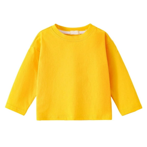 MEZZALL Children T-Shirts Long Sleeve T Shirts Kids Crewneck Solid Color Fall Winter Tops Basic Tees Relaxed Fit Dailywear