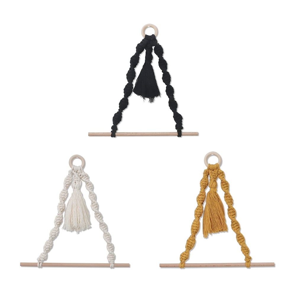 Wooden Toilet Paper Holder Macrame Wall Hanging Tapestry Paper Towel