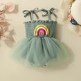 thumbnail image 2 of mgoYE Baby Girl 1st Birthday Clothes Rainbow Embroidery Tulle Dress Sleeveless Romper Bodysuit Cake Smash Outfit(Green,18-24 Months), 2 of 9