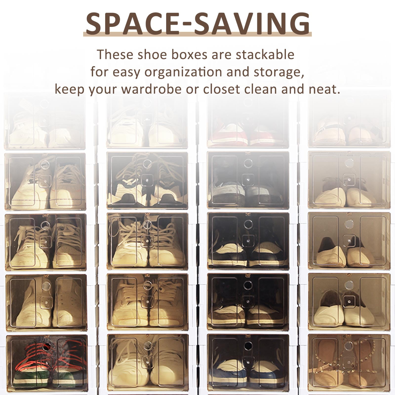 Shoes Box Installation-free Organizer Containers Drawer with Lids, Sneaker Storage Cabinet, Space