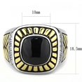 thumbnail image 2 of Anillo Color Plata Para Hombres de Acero Inoxidable Con Ojas Doradas y Onyx, 2 of 4