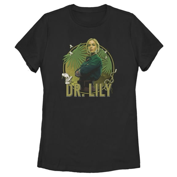 Women's Jungle Cruise Dr. Lily Portrait  Graphic Tee Black Small