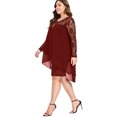 thumbnail image 3 of Vestido de encaje de manga larga Color sólido Transpirable Suelto Casual Ropa de mujer Vacaciones Trabajo Banquetes Verano Aniversario Presenta XXL Inevent AP009588-05, 3 of 7