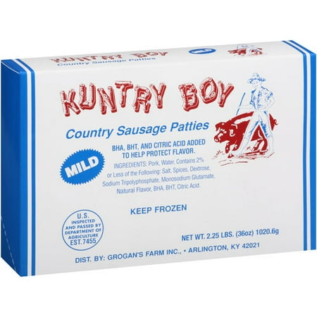 Kuntry Boy Mild Country Sausage Patties, 2.25 lbs