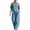 Light Blue, variant on Womens 2 Piece Denim Outfit Set Short Sleeve Crew Neck Top And Full Length Denim Pants With Side Pockets Regular Elastic Waist Casual Matching Suit