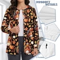 thumbnail image 6 of Binienty Thanksgiving Turkey Women's Scrub Jackets Crew Neck 4-Way Stretch Medical Uniforms & Scrubs for Women, Long Sleeve, Crew Neck, for Hospital Clinic Vet Workers Medical Assistants, 6 of 7