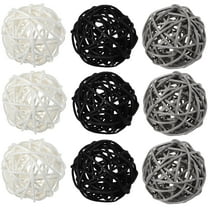 9 Pcs Rattan Decorative Balls, 3 Colors (Black, White, Gray), Handcrafted Woven Yarn Balls for Home Decor, Weddings, Parties, and Special Occasions