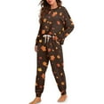 thumbnail image 4 of HELLHERO Fall Pajama Set for Womnen Maple Leaves Printed Pjs Set Comfy Sleepwear Long Sleeve Tops Jogger Pants Pajama Sets, L, 4 of 5