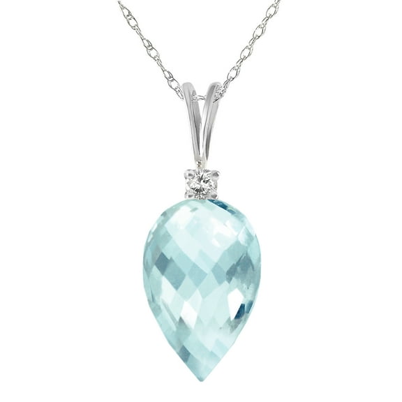 Galaxy Gold 14k 20" White Gold Necklace with Diamond and Briolette Blue Topaz