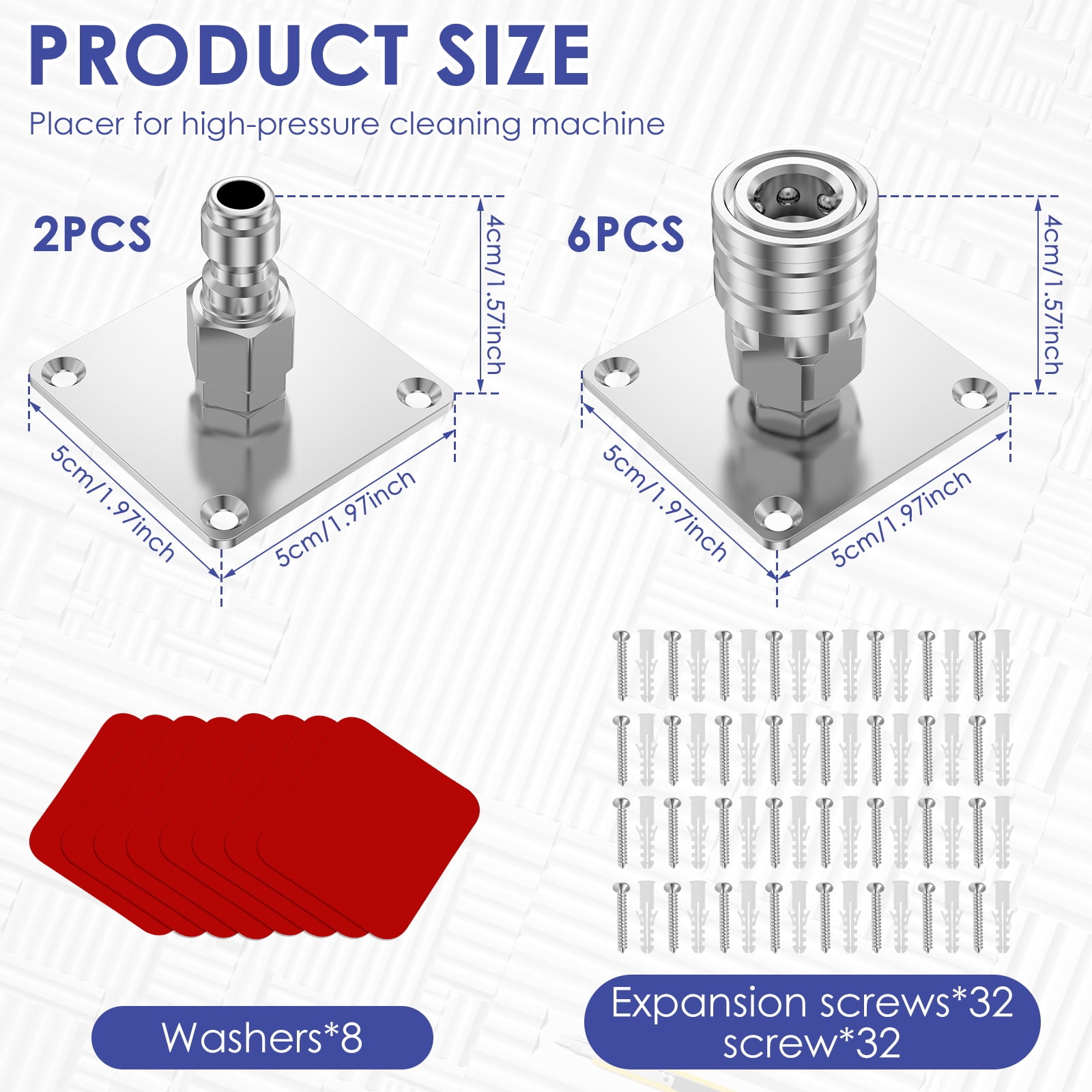 8 Pcs Pressure Washer Foam Cannon Holder 1/4 Inch Quick Connect Stainless Steel Pressure Washer Accessory Wall Bracket with Screw and Adhesive for Garage Workshop