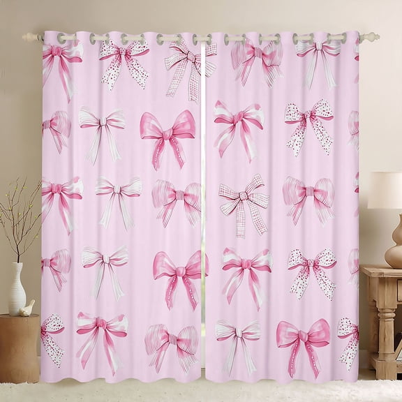 Feelyou Watercolor Bow Black Out Curtains, Fairy Princess Curtains Pack of 2 (42x63 Each)