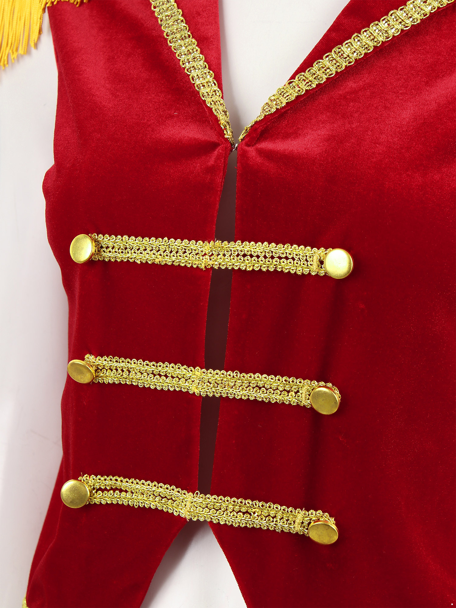 YONGHS Women Circus Ringmaster Costume Velvet Tassel Waistcoat Vest Top  Outerwear for Halloween Party Dark Blue 3XL 