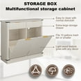 thumbnail image 6 of Blotout 20 Gallon Double Tilt-Out Trash Cabinet,Fluted Laundry Hamper Cabinet with 2 Drawers & Charging Station,Hidden Wooden Garbage Can Cabinet for Kitchen & Living Room, 6 of 10