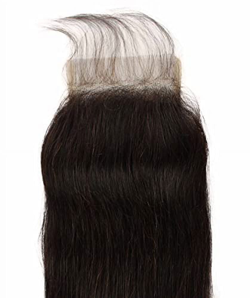 LUXLUXE Rico 100% Unprocessed A7 Grade Human Hair Bundle Free Part 4X4 Hand Tied Swiss Lace Closure