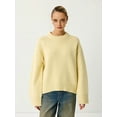 thumbnail image 2 of Women'S Sweater Crew Neck Long Sleeve Pullover Loose Fit Soft Knit Ribbed Hem Fall Winter Outfit Light Yellow One Size, 2 of 8