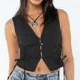 thumbnail image 2 of Ruyang Summer Linen Vest Women 2024 Sleeveless Lightweight V Neck Cropped Casual Office Corset Top Blazer Jacket Suit, 2 of 4