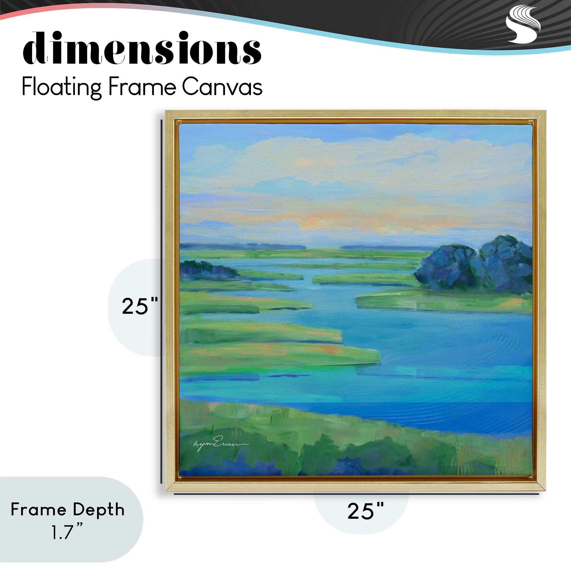 Stupell Industries Scenic Scarborough Marshes Gold Framed Floater Canvas Wall Art, design by Lynn Ericson Fine Art