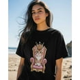 thumbnail image 4 of Women's T-Shirts, Cat Throne Crown Cotton Crewneck Tee Short Sleeve Casual Tops Loose Graphic T-Shirt Black, 4XL, 4 of 7
