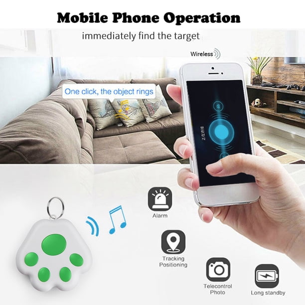 Rastreador Gps Inteligente Rastreador de GPS inteligente compatible con Bluetooth Localizador de buscador de alarma de llave de mascota anti pérdida (verde)