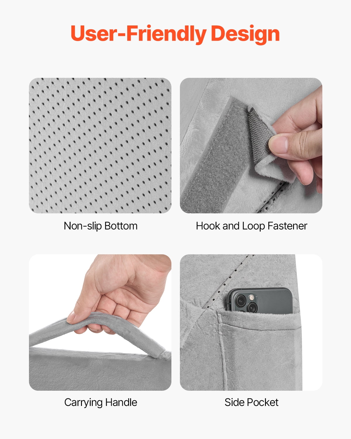 VEVOR Bed Wedge Pillow for Sleeping, Adjustable Orthopedic Bed Wedge, 25D High-Density Foam Filling & Soft Washable Cover, Post Surgery Pillow for Acid Reflux, Back Pain, Snoring Relief, Light Grey