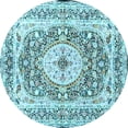 thumbnail image 1 of Ahgly Company Indoor Round Medallion Light Blue Traditional Area Rugs, 6' Round, 1 of 4