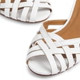 thumbnail image 4 of YDN Women Peep Toe Woven Strappy Sandals Ankle Strap Mid Block Stacked Heels Comfortable Date Dress Pumps Size 11 White, 4 of 4