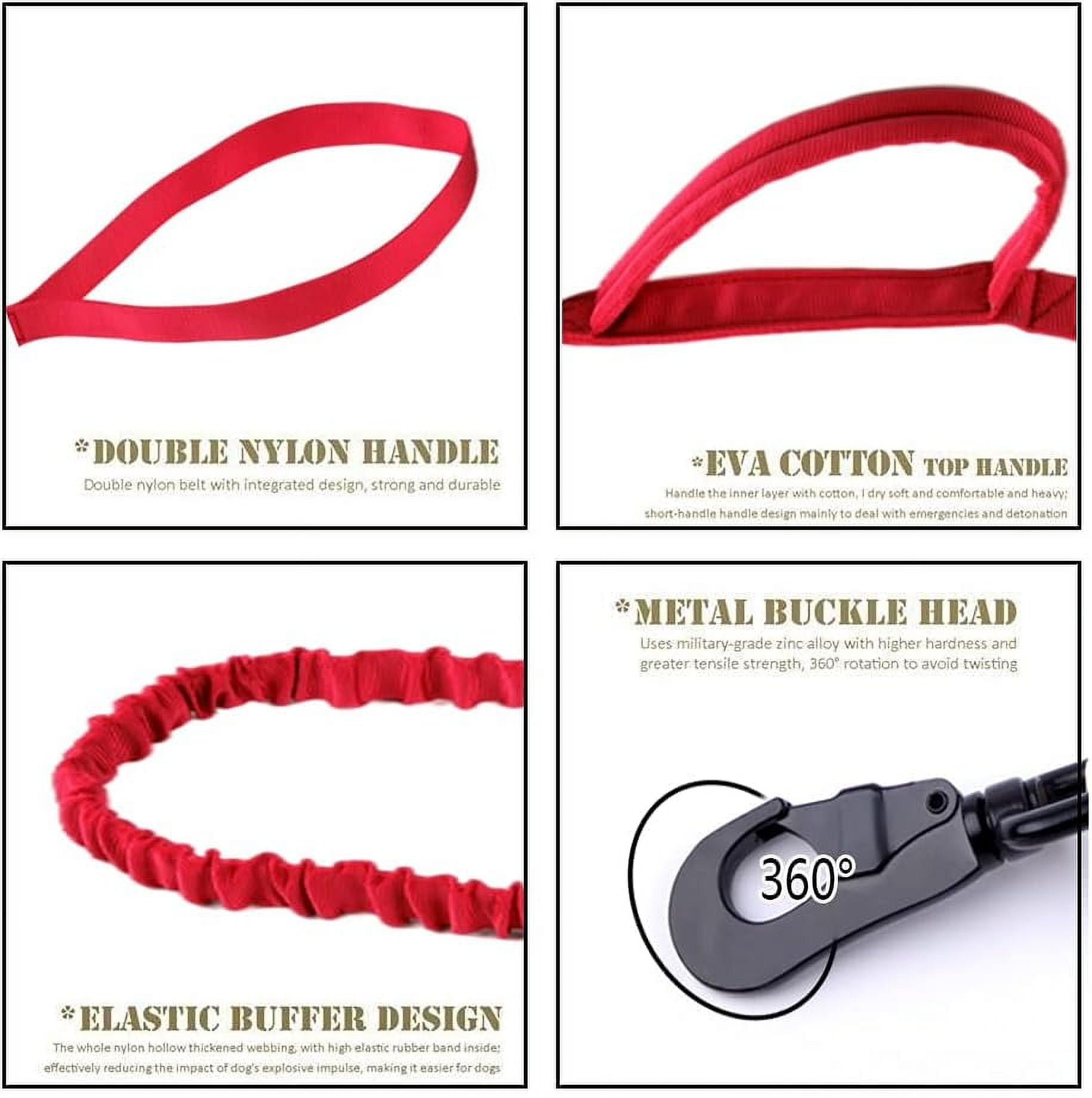 Tactical Dog Collar Military Dog Collar Adjustable Nylon Dog Collar Heavy Duty Metal Buckle with Handle for Dog Training (Red,L)