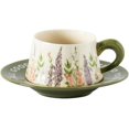 thumbnail image 2 of Delicate Floral Ceramic Coffee Cups and Saucers, 2 of 5