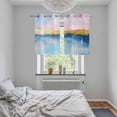 thumbnail image 5 of Oil Painting Pink Blue Kitchen Curtains Small Short 39 Inch Length, Artwork Abstract Modern Grommet Top Bedroom Living Room Curtains, Light Filtering Cafe Curtain Drapes 2 Panels Set 55''x39'', 5 of 9