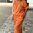 thumbnail image 4 of MLCDZ 2 Piece Sets For Women Summer Casual Crew Neck Short Sleeve Top and Loose Fit Wide Leg Drawstring Pants with Pockets Daiy Wear Vacation Outfits, 4 of 6