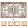 thumbnail image 2 of Nefoso 5ft x 8ft Vintage Area Rugs, Washable Area Rugs for Living Room Bedroom Kitchen Home Decor, Non-Slip Carpet, Brown & Beige, 2 of 5