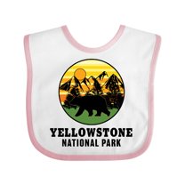Inktastic Yellowstone National Park with Bear Mountains and Trees Cricle Boys or Girls Baby Bib