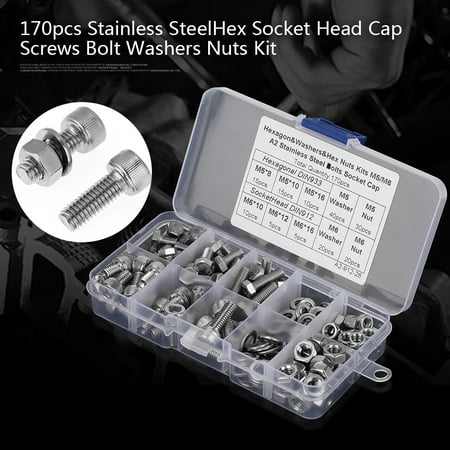 

170pcs Stainless Steel M5/M6 Hex Socket Head Cap Screws Bolt Washers Nuts Kit