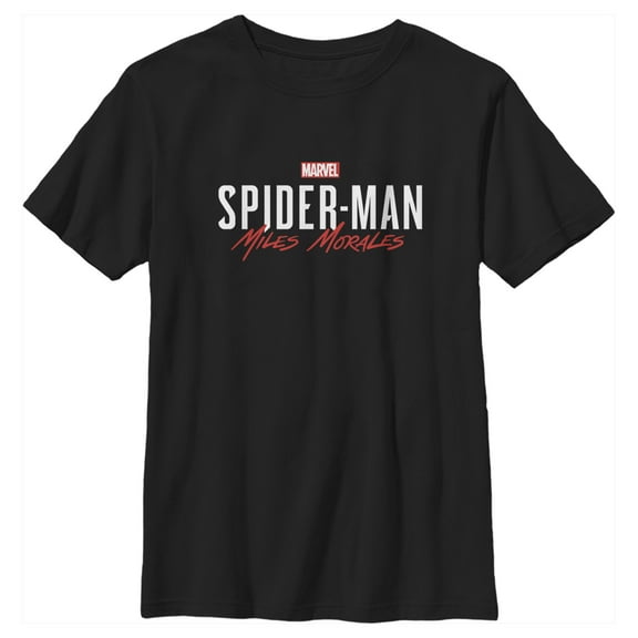 Boy's Marvel Spider-Man: Miles Morales Game Logo  Graphic Tee Black Large