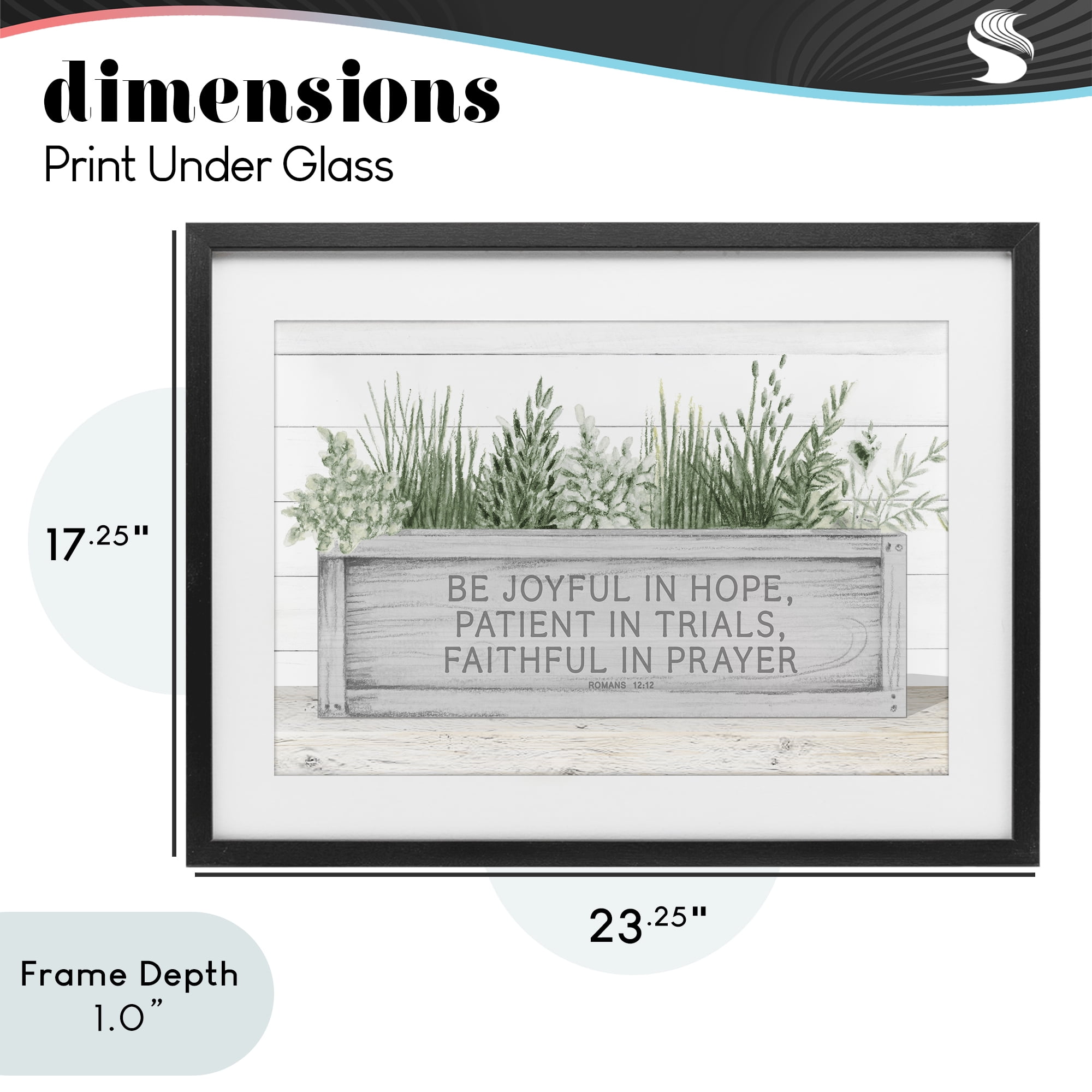 Stupell Industries Be Joyful Flower Box Black Framed Print Under Glass, design by Janice Gaynor