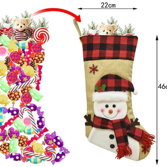 Christmas Plaid Socks Old Man Yetis Deer Linen Half-dimensional Socks Candy Socks Holiday Christmas Tree Younger Adults Gift Bag HAODEJW | Cloth, A