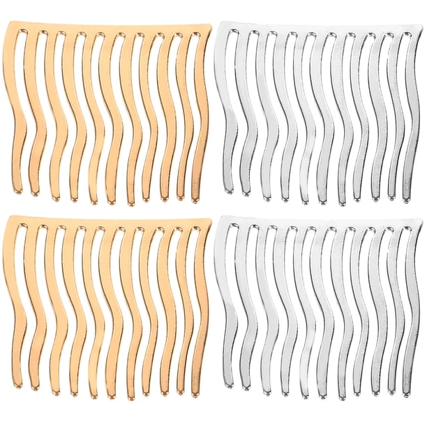 Peine de 4 dientes para el cabello, peines laterales flexibles, peines de metal para velo de boda.