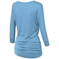 thumbnail image 2 of Made by Johnny Women's V-Neck 3/4 Sleeve Dolman Top with Side Shirring XL DENIM, 2 of 6