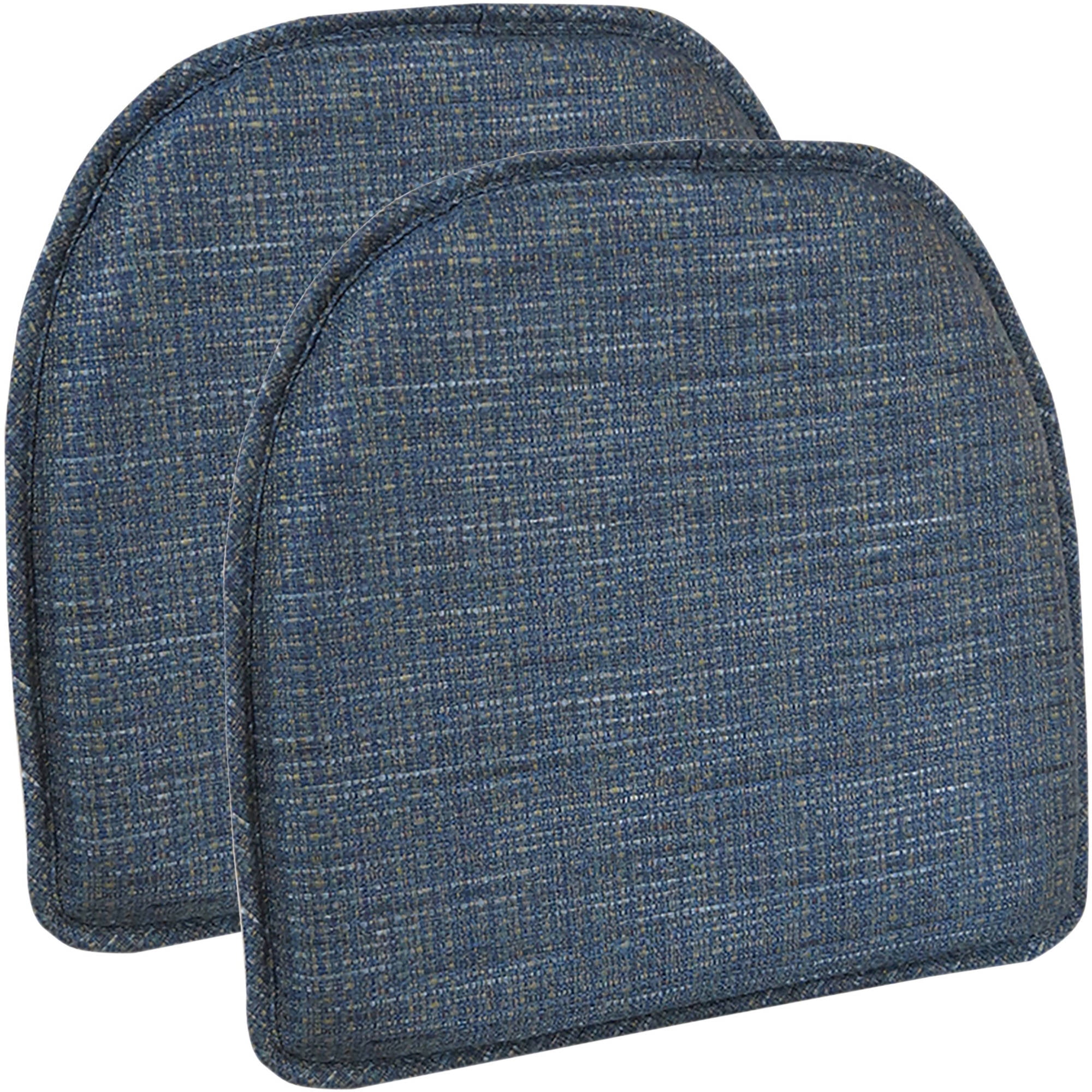 Gripper Non Slip 15" x 16" Kahuna Denim Chair Cushions, Set of 2