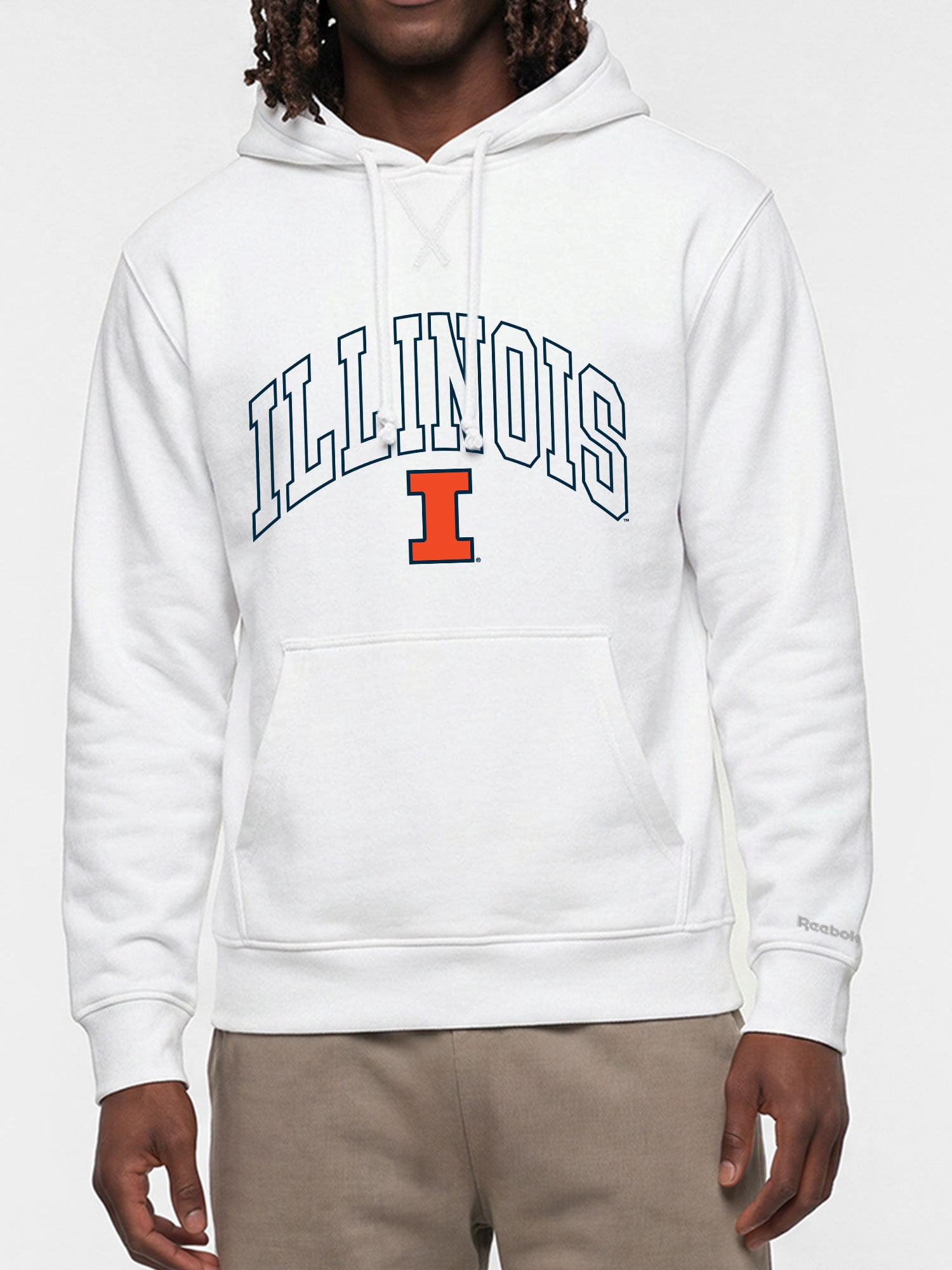 Illinois Fighting Illini Reebok Mens White Hooded Sweatshirt