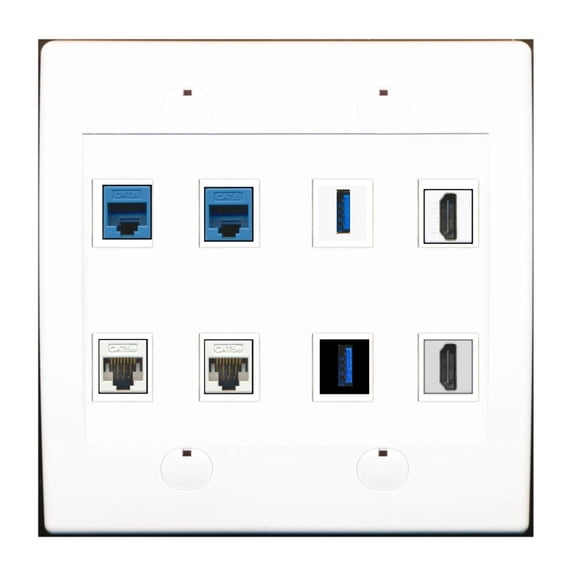 Ultra Spec Cables Custom Wall Plate White with up to 8 Keystone Ports
