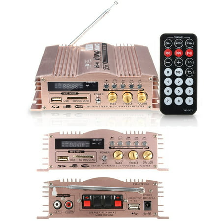 600W 2 Channel Mini Portable HIFI Stereo Audio Speaker Power Amplifier USB/SD/FM Radio for Car MP3 Motor Computer+ Remote (Best Mini Car Amplifier)