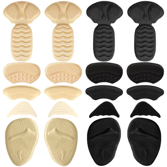 Yalumo 10 Pairs Heel Grips for Womens Shoes, Heel Pads for Shoes Too Big, Heel Grips Cushion, Metatarsal Pads and Toe Protectors Set for Slipping & Blisters, Soft Shoe Filler Inserts for Women