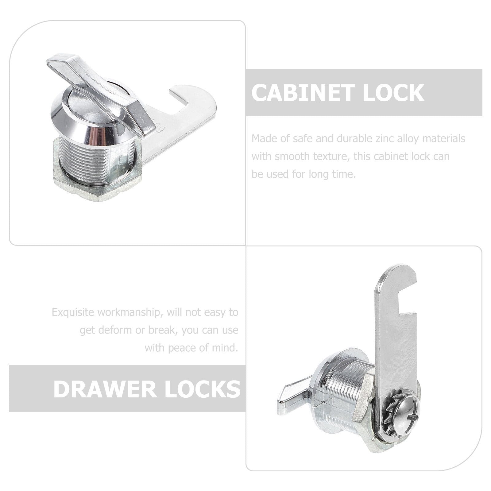 Set of 4 Security Drawer Lock Metal Kitchen Cabinet Locks Toolbox Silver