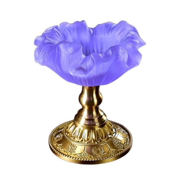 Candelabro en forma de flor creativa, candelabro esmaltado Retro, decoración de escritorio, Base de cobre