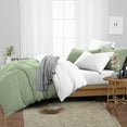 thumbnail image 2 of CCNY 100% Microfiber Duvet Cover with 2 Matching Pillowcases Twin/Twin XL Size Reversible Pattern, Zipper Closure, Corner Ties (Moss), 2 of 7