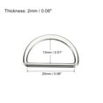 thumbnail image 2 of Metal D Rings Buckle, 15 Pack 25mm(0.98") 2mm Thick Welded D Rings Buckle, Silver Tone, 2 of 5